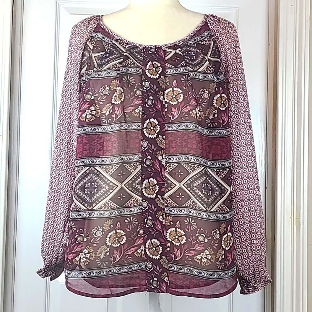 Halo Boho Mixed Prints Blouse